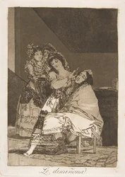 Tafel 35 aus Los Caprichos: Sie schert ihn, 1799