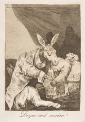 Tafel 40 aus Los Caprichos: An welcher Krankheit wird er sterben, 1799