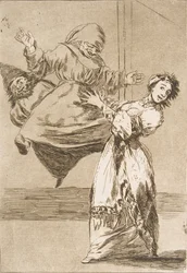 Tafel 74 aus Los Caprichos: Schrei nicht, Dummkopf No grites, tonta, 1799