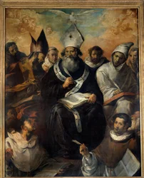 Der heilige Basilius diktiert seine Lehre