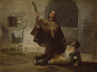 Bruder Pedro schlägt El Maragato mit dem Kolben der Waffe, um 1806