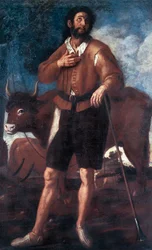 Darstellung des heiligen Isidor des Pflügers (1080-1130), er ließ auf wundersame Weise Wasser aus dem trockenen Boden sprudeln