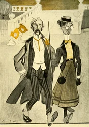 Ein englisches Paar in Frankreich wird wegen ihres seltsamen Modegeschmacks verspottet, 1903