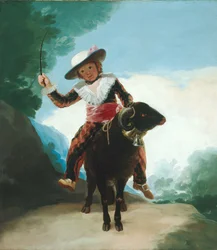 Junge auf einem Widder