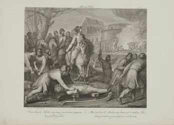 Die Zerstörung der heidnischen Götter durch Mieszko I. von Polen von Smuglewicz, Franciszek (1745-1807). Lithographie, Ende des 18. Jahrhunderts. Private Sammlung