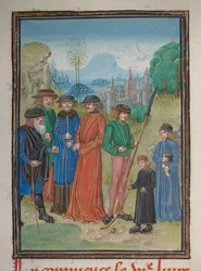 Detail einer Miniatur der sieben Lebensalter des Menschen