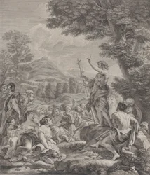 Johannes der Täufer predigt zu einer Menge, ca. 1729