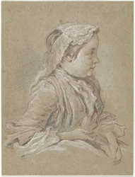 Junge Frau mit Spitzenhaube