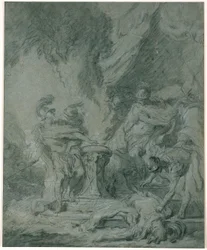 Mucius Scaevola steckt seine Hand ins Feuer