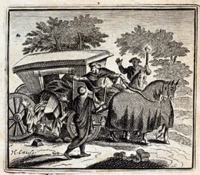 Die Heilung und der Tod. Fabeln von Jean de La Fontaine. Illustration von François Chauveau. Ausgabe von 1728.