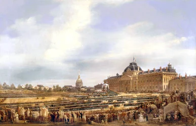Louis-Philippe überreicht der Nationalgarde in Paris am 29. August Fahnen