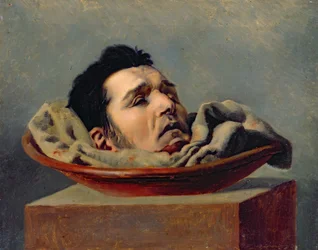 Guillotiniertes Haupt eines Vatermörders, der 1825 in Puy hingerichtet wurde
