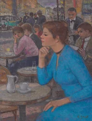 Eugenie im blauen Kleid bei 