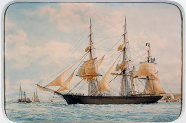 New York Ocean Herald Klipper, von François Roux, Aquarell