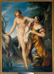 Eine Badende und ihre Begleiterin. (1688-1737). 18. Jahrhundert. Maße: 1,63 x 1,17 m. Tours, Musée des Beaux-Arts