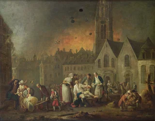 Der Grand Place in Lille während der Belagerung von 1792, 1794