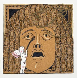Nase wird von Amor gekitzelt, aus Personages de Comedie, veröffentlicht 1922 (Pochoir-Druck)