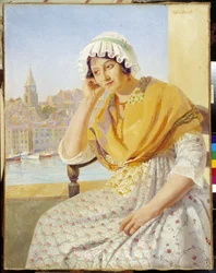 Madame Contencin auf der Terrasse Quai de Rive-Neuve in Marseille