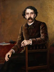 Porträt des französischen Dichters und Schriftstellers Stephane Mallarme (1842-1883) Gemälde von Francois Nardi (1861-1936). 1887 Dim. 42,5 X 32 cm Private Sammlung