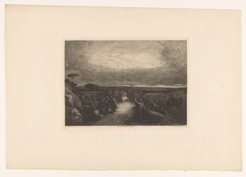 Landschaft mit Reiter in einer Menschenmenge
