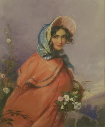 Porträt einer Dame in offener Landschaft