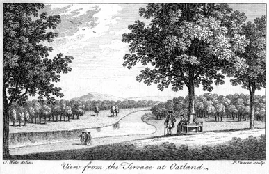 Blick von der Terrasse in Oatland, 18. Jahrhundert