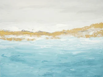 Abstrakte Blau-Gold-Meereslandschaft