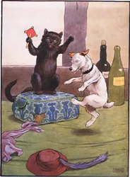 Sie ging zum Friseur, um ihm eine Perücke zu kaufen, als sie zurückkam, tanzte er einen Jig, 1930er Jahre