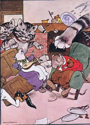 Die Katze und ihre Kätzchen kamen herein, Illustration aus 