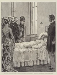 Der Prinz und die Prinzessin von Wales eröffnen das Marylebone Infirmary in Notting-Hill, die Prinzessin besucht die Patienten