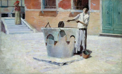 Italienische Szene in der Nähe des Brunnens, o.D.