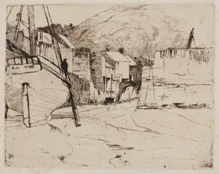 Polperro Hafen mit Brücke