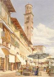 Die Piazza delle Erbe, Verona, Juni - September 1884