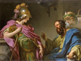 Alkibiades wird von Sokrates unterrichtet