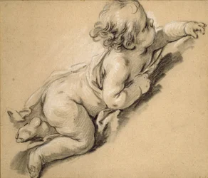 Ein Putto, der nach rechts liegt, Mitte des 18. Jahrhunderts