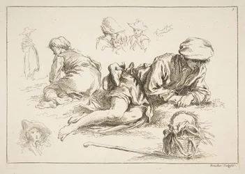 Blatt mit Skizzen, ca. 1735