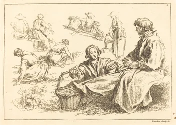 Figurenstudien einschließlich zwei sitzender Bauern