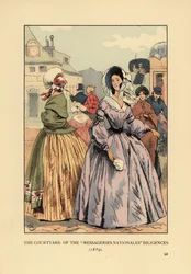 Frauen warten auf Postkutschen in Paris