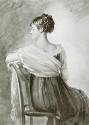 Porträt von Frau Récamier, schwarze Kreide, Aquarellakzente, von François Gérard