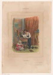 Drei Kinder betrachten Bücher