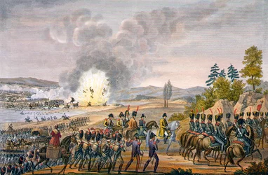 Der französische Rückzug nach der Schlacht von Leipzig, Deutschland, 19. Oktober 1813