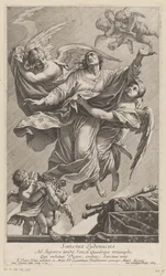 Der heilige Ludwig IX. von zwei Engeln in den Himmel getragen