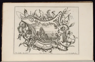 Kartusche mit jungen Tritonen, Livre de Cartouches Irréguliers (Buch der unregelmäßigen Kartuschen)