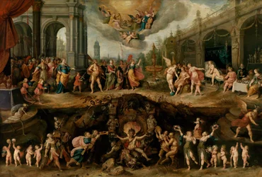 Mann, der zwischen Tugenden und Lastern wählen muss, 1635