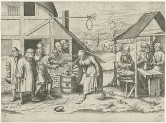 Bäuerin tanzt den Eiertanz