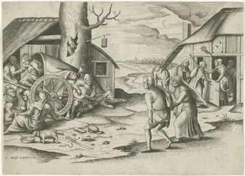 Maria und Josef bei einer Herberge