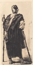Arabischer Bettler von hinten gesehen