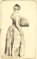 Stehende Dame mit einem Fächer