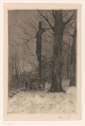 Kruzifix neben Baum