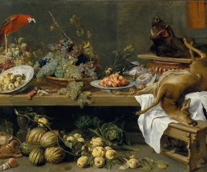 Stillleben mit Obst, Gemüse und Wild, 1635